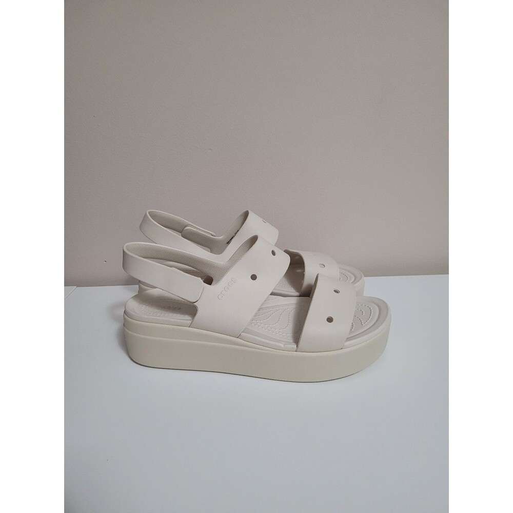 Crocs Brooklyn 4U Platform Sandals Low Wedge Beige Stucco Women's 10